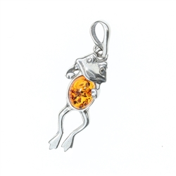 Cognac Amber Sterling Silver Bird On Twigs Pendant. Cognac amber stones set in .925 sterling silver. Genuine Baltic amber pendant jewelry. Size Approx 0.35" x 1.25"