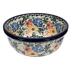 Polish Pottery 6" Cereal/Berry Bowl. Hand made in Poland. Pattern U2436 designed by Barbara Makiela.