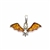 Cognac Amber .925 Silver Small Bat Pendant  0.6"