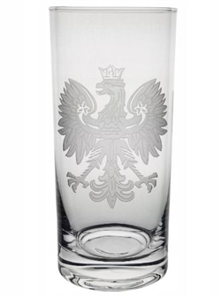 High Ball Glass With Engraved Polish Eagle  6" Tall