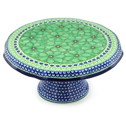 Polish Pottery 12" Cake Plate/Stand. Hand made in Poland. Pattern U408D designed by Jacek Chyla.