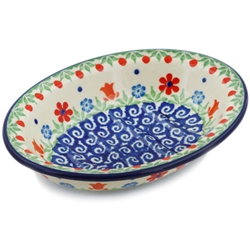 Polish Pottery 5.5" Soap Dish. Hand made in Poland and artist initialed.