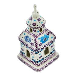 Polish Pottery 6" Chapel Candle Holder. Hand made in Poland and artist initialed.