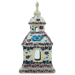 Polish Pottery 6" Chapel Candle Holder. Hand made in Poland and artist initialed.