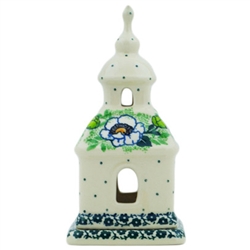 Polish Pottery 6" Chapel Candle Holder. Hand made in Poland and artist initialed.