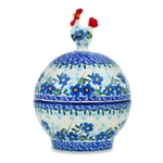 Polish Pottery 7" Hen Shaped Jar. Hand made in Poland and artist initialed.