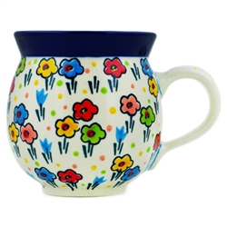 Polish Pottery 11 oz. Bubble Mug. Hand made in Poland. Pattern U4884 designed by Teresa Liana.