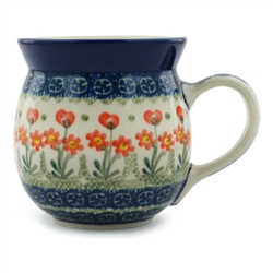 Polish Pottery 16 oz. Bubble Mug. Hand made in Poland and artist initialed.