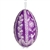 This beautifully designed egg is dyed one color, then white wax is melted and applied to form an intricate design which is left on the surfce. The egg is emptied and strung with ribbon for hanging.