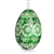 This beautifully designed egg is dyed one color, then white wax is melted and applied to form an intricate design which is left on the surfce. The egg is emptied and strung with ribbon for hanging.