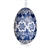 This beautifully designed egg is dyed one color, then white wax is melted and applied to form an intricate design which is left on the surfce. The egg is emptied and strung with ribbon for hanging.