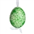 This beautifully designed egg is dyed one color, then white wax is melted and applied to form an intricate design which is left on the surfce. The egg is emptied and strung with ribbon for hanging.