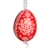 This beautifully designed egg is dyed one color, then white wax is melted and applied to form an intricate design which is left on the surfce. The egg is emptied and strung with ribbon for hanging.