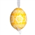 This beautifully designed egg is dyed one color, then white wax is melted and applied to form an intricate design which is left on the surfce. The egg is emptied and strung with ribbon for hanging.