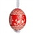 This beautifully designed egg is dyed one color, then white wax is melted and applied to form an intricate design which is left on the surfce. The egg is emptied and strung with ribbon for hanging.