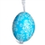 This beautifully designed egg is dyed one color, then white wax is melted and applied to form an intricate design which is left on the surfce. The egg is emptied and strung with ribbon for hanging.