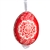 This beautifully designed egg is dyed one color, then white wax is melted and applied to form an intricate design which is left on the surfce. The egg is emptied and strung with ribbon for hanging.