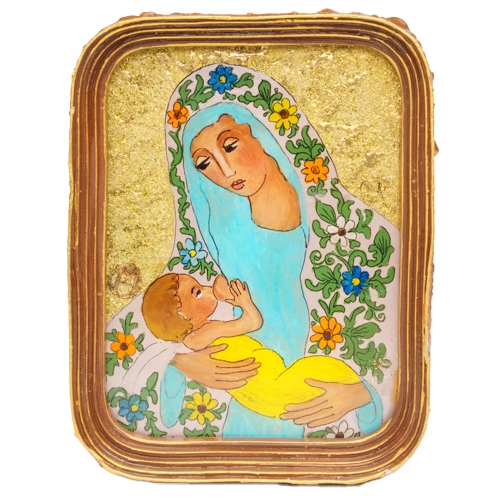 Painting On Glass - Madonna and Child - Polish Art Center