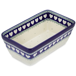 Polish Pottery 8" Loaf Pan. Hand made in Poland and artist initialed.