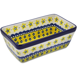 Polish Pottery 8" Loaf Pan. Hand made in Poland and artist initialed.