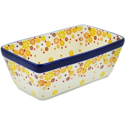 Polish Pottery 8" Loaf Pan. Hand made in Poland and artist initialed.