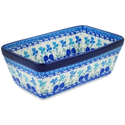 Polish Pottery 8" Loaf Pan. Hand made in Poland and artist initialed.