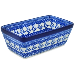 Polish Pottery 8" Loaf Pan. Hand made in Poland and artist initialed.