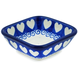 Polish Pottery 3" Condiment Dish. Hand made in Poland and artist initialed.