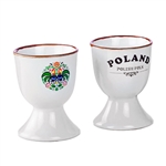 Boxed set of 2 souvenir Poland stoneware egg cup.  Size is approx 2.5" tall.