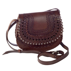 Beautiful hand-crafted leather purse with tassles, Highland folk design and metal fittings.
Fine natural leather and high quality Polish craftsmanship. Attached adjustable (24" - 30") leather strap. Magnetic closure. Made in the Tatry region of southern