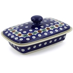 Polish Pottery 6.5" Butter Box. Hand made in Poland and artist initialed.