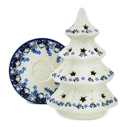 Polish Pottery 8.5" Votive Christmas Tree. Hand made in Poland and artist initialed.