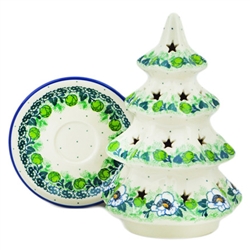 Polish Pottery 8.5" Votive Christmas Tree. Hand made in Poland and artist initialed.