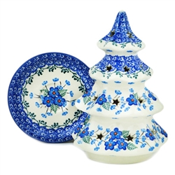 Polish Pottery 8.5" Votive Christmas Tree. Hand made in Poland and artist initialed.