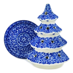 Polish Pottery 8.5" Votive Christmas Tree. Hand made in Poland and artist initialed.