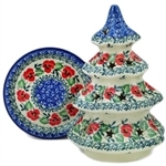 Polish Pottery 8.5" Votive Christmas Tree. Hand made in Poland and artist initialed.