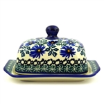 Polish Pottery 6" Butter Dish. Hand made in Poland and artist initialed.