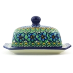 Polish Pottery 6" Butter Dish. Hand made in Poland. Pattern U151 designed by Maryla Iwicka.