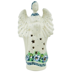 Polish Pottery 9" Angel Tealight Holder. Hand made in Poland and artist initialed.