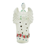 Polish Pottery 9" Angel Tealight Holder. Hand made in Poland and artist initialed.