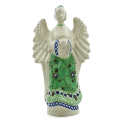 Polish Pottery 9" Angel Tealight Holder. Hand made in Poland. Pattern U408D designed by Jacek Chyla.