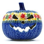 Polish Pottery 7" Pumpkin Jack-O'Lantern. Hand made in Poland and artist initialed.