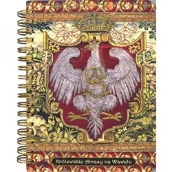This beautiful notebook has 60 sheets. Each page is dot lined and decorated with a Polish Eagle pattern on the bottom. The cover feature the Polish Eagle of the last king of Poland, Stanislaus August Poniatowski.  The back cover features the coat of arms