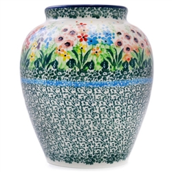Polish Pottery 5" Vase. Hand made in Poland. Pattern U4875 designed by Teresa Liana.