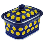 Polish Pottery 4" Box with Lid. Hand made in Poland and artist initialed.