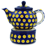 Polish Pottery 13 oz. Personal Teapot Set. Hand made in Poland and artist initialed.