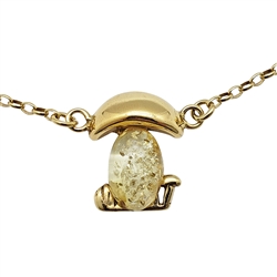 Citrine Amber Gold Plated Silver Mushroom Necklace 18"