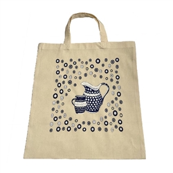 ECO-cotton bag with print (BolesÅ‚awiec dots) with durable handles, suitable for packaging food products. The cotton bag is an ecological product and can be used many times.