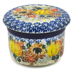 Polish Pottery 4.5" European Butter Crock. Hand made in Poland. Pattern U4741 designed by Maria Starzyk.