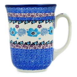 Polish Pottery 16 oz. Bistro Mug. Hand made in Poland and artist initialed.